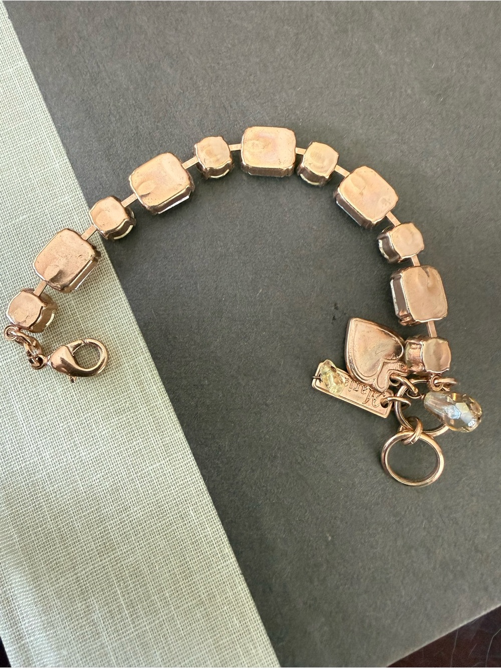 Mariana Rose Gold Peach,Champagne and Blush Crystal Bracelet, Emerald cut, Round - Picture 4 of 4